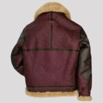 Collins Burgundy Black SF Bomber Real Leather Jacket - Image 2