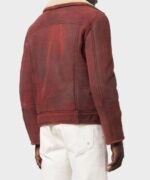 Men’s Aviator Burgundy Leather Jacket - Image 3