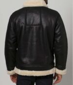 Mens Aviator Shearling Black Leather Jacket - Image 2