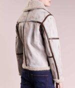Mens Aviator Waxed White Leather Jacket - Image 3