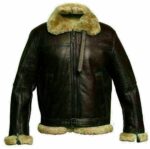 Men’s RAF B3 Aviator Real Leather Sheep Skin Bomber Jacket Coat - Image 3