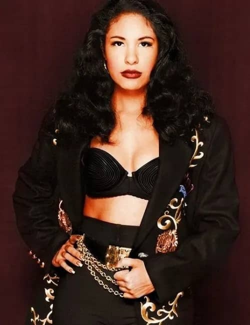 Singer Selena Quintanilla Embroidered Black Long Coat Singer Selena Quintanilla Embroidered Black Long Coat - Image 1