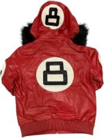 Unisex 8 Ball Multiple Colors Bomber Hooded Leather Jacket - Image 2