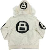 Unisex 8 Ball Multiple Colors Bomber Hooded Leather Jacket