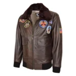 Premium Quality Mens Bomber Leather Jacket Air Force Style Lester Brown
