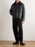 Appliquéd Shearling-Trimmed Leather Jacket - Image 3