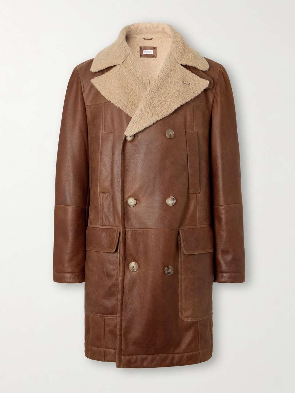 Double-Breasted Shearling Leather Peacoat Double-Breasted Shearling Leather Peacoat - Image 1