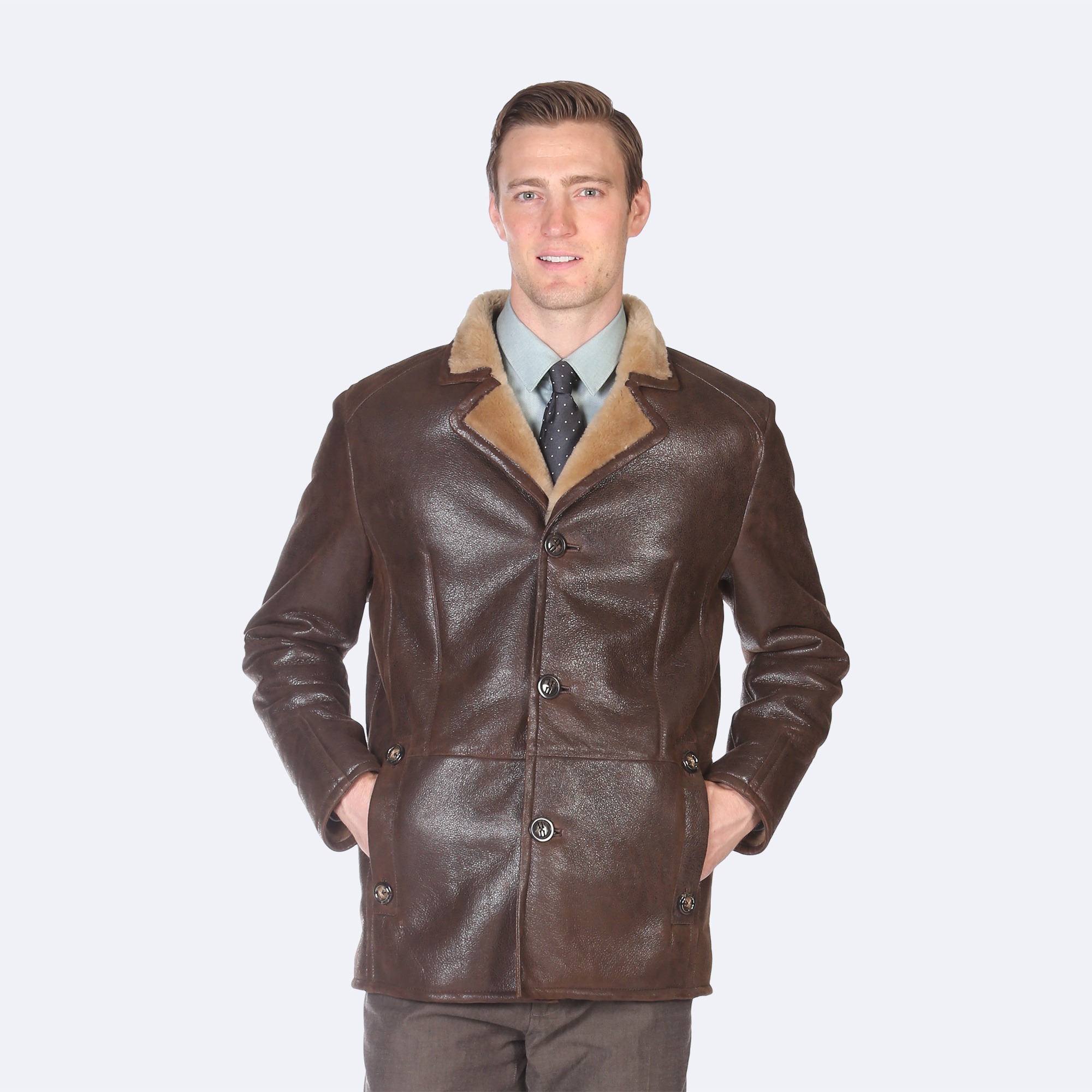 Eugene Sheepskin Jacket 2 Eugene Sheepskin Leather Jacket - Image 1