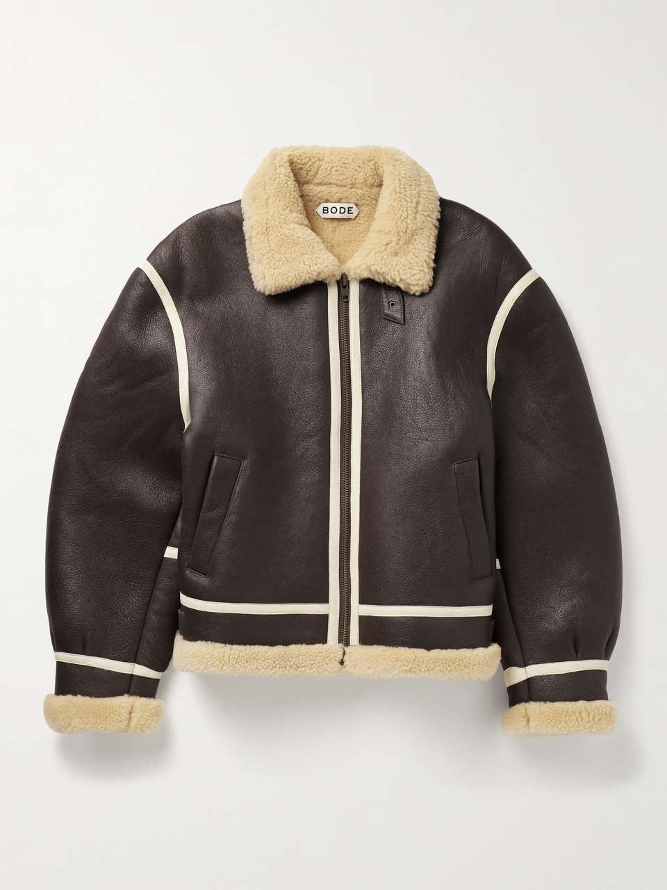 Leather-Trimmed Shearling Jacket Leather-Trimmed Shearling Jacket - Image 1
