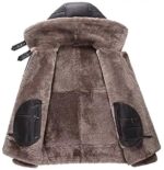 Men’s B3 RAF Bomber Removeable hood Brown Fur Shearling Real Leather Jacket Coat - Image 3