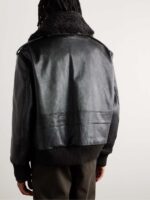 Shearling-Trimmed Full-Grain Leather Bomber Jacket - Image 2
