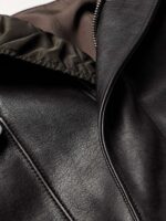 Shearling-Trimmed Full-Grain Leather Bomber Jacket - Image 3