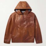 Shearling-Trimmed Leather Hooded Jacket
