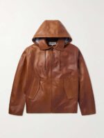 Shearling-Trimmed Leather Hooded Jacket