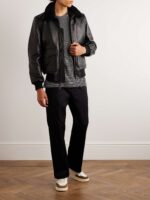 Carter Shearling Leather Bomber Jacket - Image 5