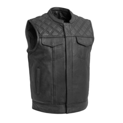 Downside Men’s Leather Vest for Motorcycle Riders