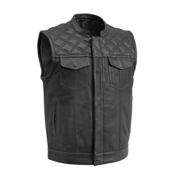 Downside Perforated Men’s Biker Leather Vest Downside Perforated Men’s Biker Leather Vest