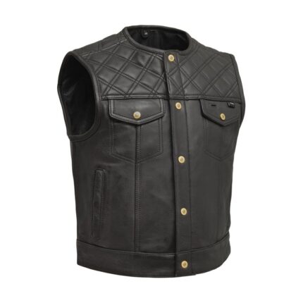 Shell Shock Men's Classic Leather Biker Vest